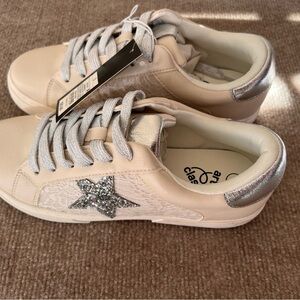Cream and Silver Art Class Star Sneakers
